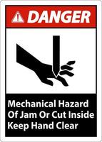 Danger Mechanical Hazard Of Jam Or Cut Inside Keep Hand Clear vector