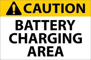 Caution Battery Charging Area Sign On White Background vector