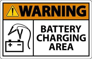 Warning Battery Charging Area Sign On White Background vector