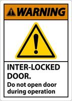 Safety sign warning Interlock doors do not open door during operation. vector