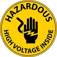 Caution Hazardous High Voltage Inside Sign On White Background vector