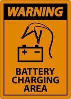 Warning Battery Charging Area Sign On White Background vector