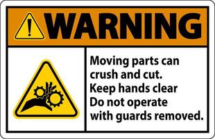 Warning Moving Parts Can Crush and Cut Label Sign vector