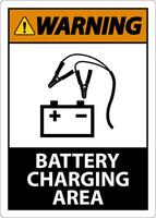 Warning Battery Charging Area Sign On White Background vector