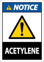 Notice Acetylene Sign On White Background vector