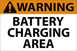 Warning Battery Charging Area Sign On White Background vector