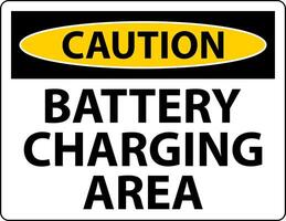 Caution Battery Charging Area Sign On White Background vector