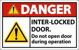 Safety sign danger Interlock doors do not open door during operation. vector