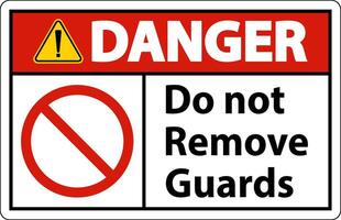 Danger Do Not Remove Guards and Hazard Sign On White Background vector