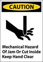 Caution Mechanical Hazard Of Jam Or Cut Inside Keep Hand Clear vector