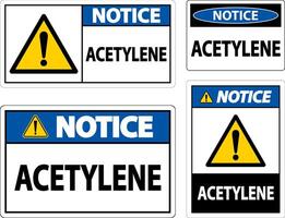 Notice Acetylene Sign On White Background vector