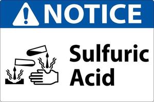 Notice Sulfuric Acid Sign On White Background vector