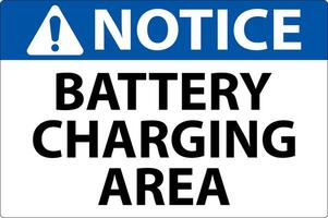 Notice Battery Charging Area Sign On White Background vector