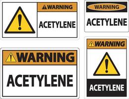 Warning Acetylene Sign On White Background vector