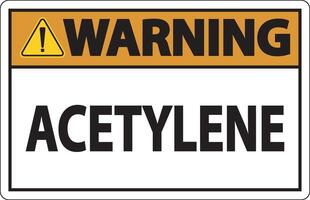 Warning Acetylene Sign On White Background vector