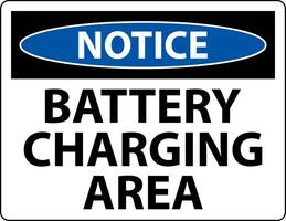 Notice Battery Charging Area Sign On White Background vector