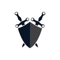 Shield with sword vector icon