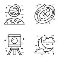 Set of Space Elements Line Icons vector