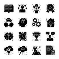 Set of Management Skills Glyph Icons vector