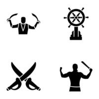 Set of Pirate Life Glyph Icons vector