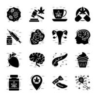 Pack of Anatomy Glyph Icons vector