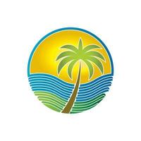 Palm tree summer logo template vector