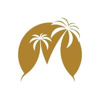 Palm tree summer logo template vector