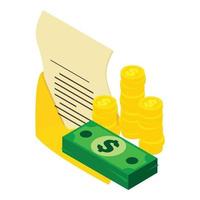 Inheritance concept icon isometric vector. Envelope with document cash dollar vector