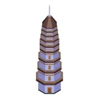 vector isométrico del icono de la pagoda asiática. edificio chino