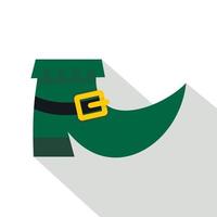 Green leprechaun boot icon, flat style vector