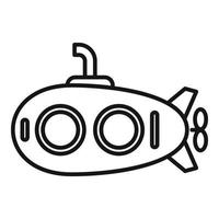 vector de contorno de icono de batiscafo de mar. barco submarino