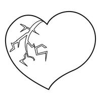 Broken heart icon, outline style vector