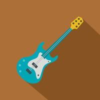 Blue electric guitar icon, flat style vector