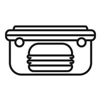 Plastic lunch box icon outline vector. Healthy meal vector