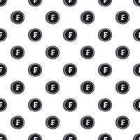 Coin with Swiss franc sign pattern, simple style vector