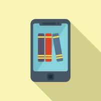 Smartphone book library icon flat vector. Student course vector