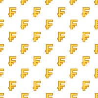 Swiss franc currency symbol pattern, cartoon style vector