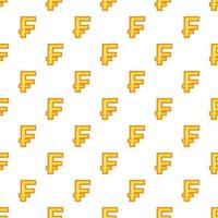 Swiss franc currency symbol pattern, cartoon style vector