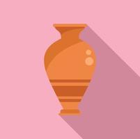 Mediterranean amphora icon flat vector. Vase pot vector