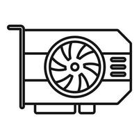 vector de contorno de icono de tarjeta de video de pc. gpu de la computadora