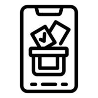 urna en vector de contorno de icono de teléfono. votar elecciones