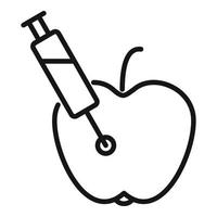 Syringe apple gmo icon outline vector. Agriculture food vector