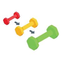 Dumbbell level skill icon isometric vector. Goal increase vector