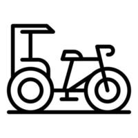 vector de contorno de icono de trishaw indio. vieja bicicleta
