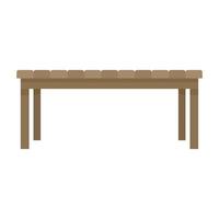 Wood long yard bench icon flat isolated vector