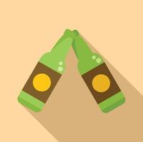 Beer bottle cheers icon flat vector. Drink toast vector