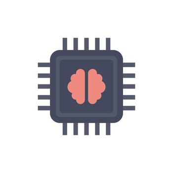 Brain ai processor icon flat isolated vector