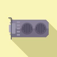 Pc video card icon flat vector. Computer gpu vector