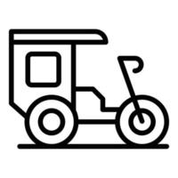 vector de contorno de icono de rickshaw. bicicleta triciclo