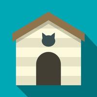 Cat house icon, flat style vector